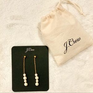 J. Crew New Pearl-and-Chain Drop Earrings